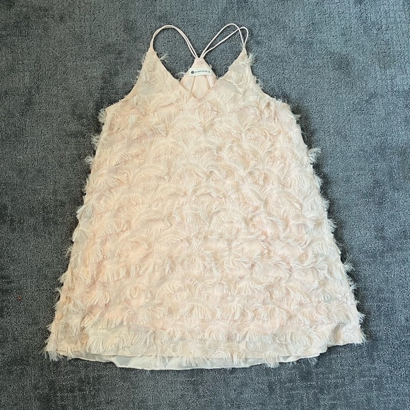 The Impeccable Pig Pink Feathered Eyelash Slip Mini Dress - Picture 2 of 5